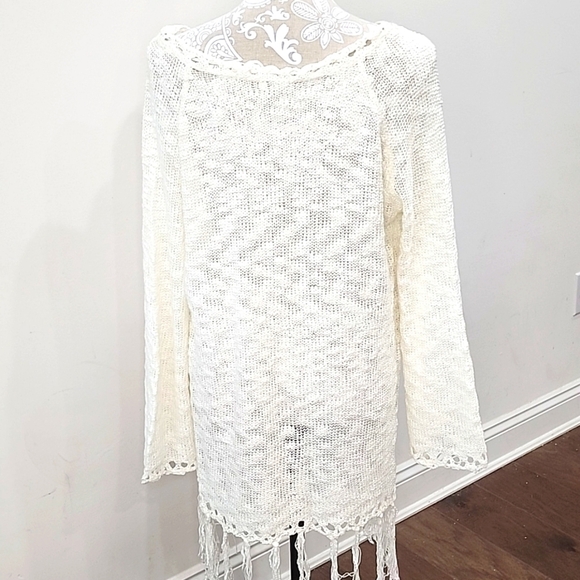 India Boutique Boho Crochet Dress/Swim Cover. Ivory, One Size. - Picture 3 of 5